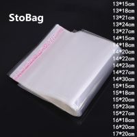 StoBag ถุงกาวพลาสติกใส100ชิ้น,ถุงผ้าใส่ของขวัญเครื่องประดับอัญมณีขนมกระเป๋าตกแต่งบ้าน OPP คุกกี้