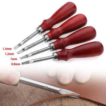 4 Pieces Edge Leather Beveler Craft Edge Beveler Cutting Beveling Leather  Skiver Tool for DIY (1.5 mm, 1.2 mm, 1.0 mm, 0.8 mm)