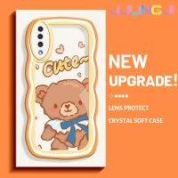 Jlingji เคส A30s ปลอกสำหรับ Samsung Galaxy,เคสลายการ์ตูนหมีมีโบว์ขอบซิลิโคนแบบนิ่มดั้งเดิมเคสป้องกันกล้องเลนส์คลุมทั้งหมดเคสฝาหลังกรอบเคสนิ่ม