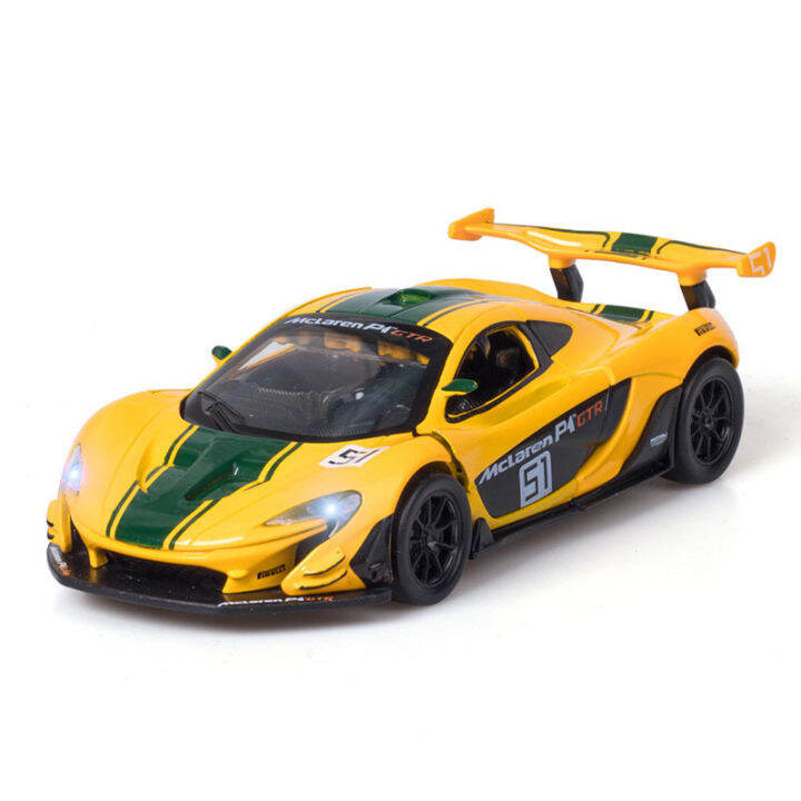 ใหม่132แม็คลาเรน-p1-gtr-รถสปอร์ตรุ่นแม็กซ์-die-cast-โลหะของเล่นยานพาหนะที่มีสี่ประตูเปิดเสียงและแสงของขวัญสำหรับเด็ก