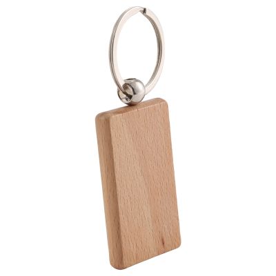 100 Blank Wooden Keychain Rectangular Engraving Key ID Can Be Engraved DIY