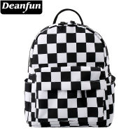 Deanfun Backpack Women Black And White Lattice Shoulder Bag Cute Travel Women Bag Mini Backpack DMNSB-8