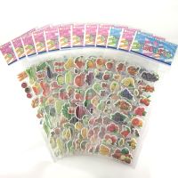 12 Sheets/Set Vegetable and Fruit 3D Puffy PVC Stickers Kids Early Learning Education Scrapbooking Sticker Childrens Gift