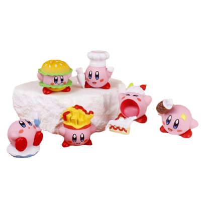 6pcs Kirby Action Figure Cake Hamburger French Fries Roast Meat Cream Model Dolls Toys For Kdis Gifts Ornament