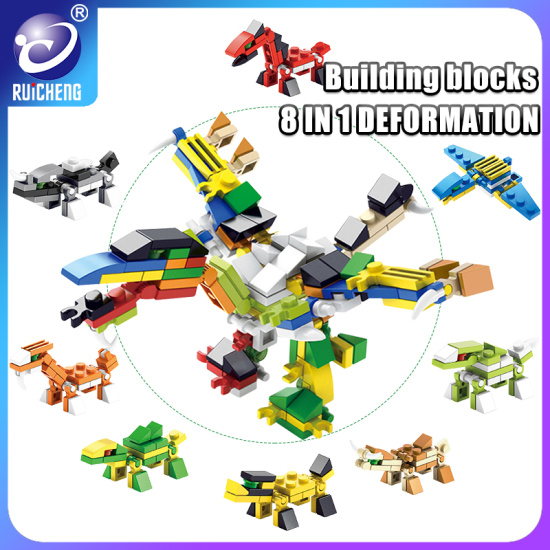 Ruicheng 8 in 1 jurassic mini dinosaur deformation building blocks - ảnh sản phẩm 1