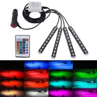 AutoAccessories 4 in 1 4.5W 36 SMD-5050-LEDs RGB Car Interior Floor Decoration Atmosphere Colorful Neon Light Lamp with Wireless Remote Control, DC 12V