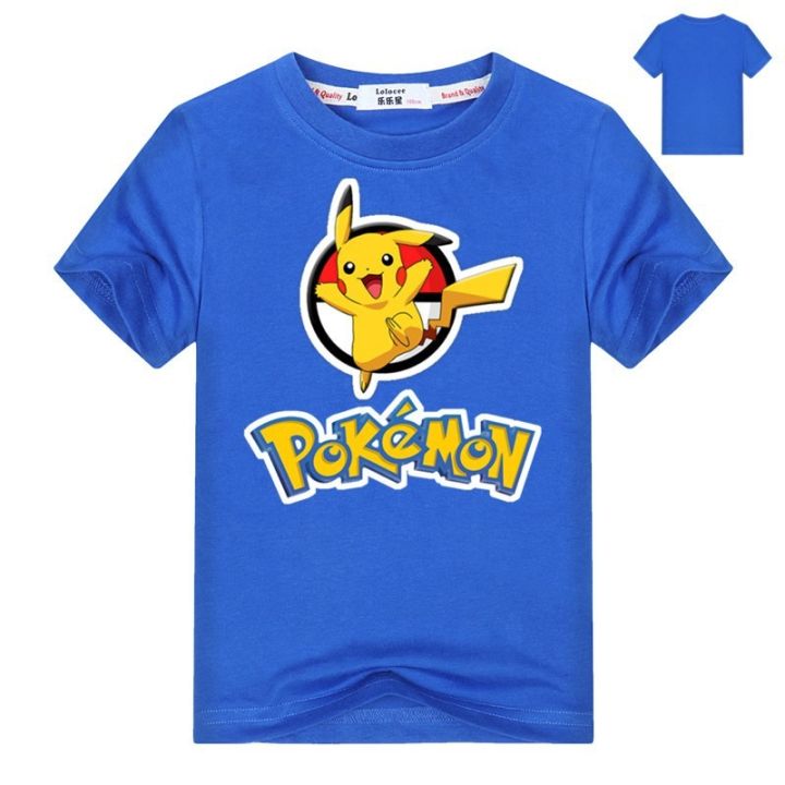 เสื้อยืดแขนสั้นพิมพ์ลาย-pokemon-pikachu-สำหรับเด็ก