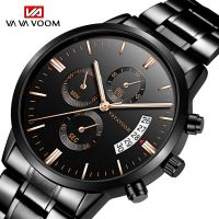 Stainless steel belt business casual calendar quartz watches men waterproof black stainless steel wholesale watches --Mens Watch238812№▬