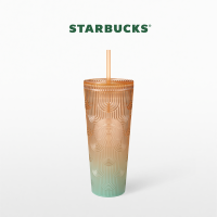 แก้วสตาร์บัคส์ Starbucks Gradient Orange Green Wave Cold Cup 24oz. ทัมเบลอร์สตาร์บัคส์พลาสติก ขนาด 24ออนซ์