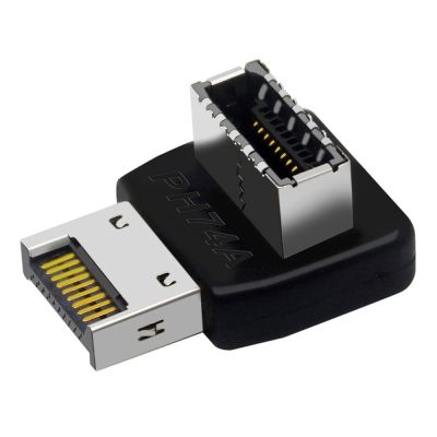 MSAXXZA USB 90องศา3.1 PC 19P/20P ไปยังซ็อกเก็ตเมนบอร์ด TYPE-E พร้อมขั้วต่อ USB เปลือกหัว USB อะแดปเตอร์แปลงชนิด-E 90องศาขั้วต่อเมนบอร์ด