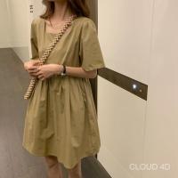 COD DSFGRDGHHHHH CLOUD4D-Cherrys【COD READY STOCK】Puff Sleeve Dress White Khaki Dress Korean dresses for women Beach Dress Bangkok Dress