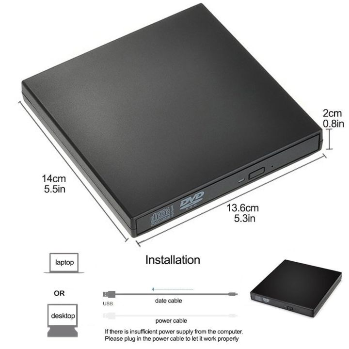 ไดรฟ์ดีวีดี-ไดรฟ์dvd-dvd-rom-แบบพกพา-รองรับช่องเสียบ-usb2-0-น้ำหนักเบา-สำหรับ-แบบพกพา