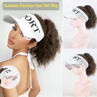 【jw】♦℡  LANLAN Sport Hat Wig One-piece Wide Brim Retractable Fashion Synthetic