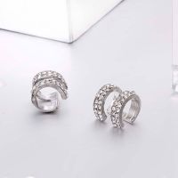 ✨ Ready Stock ✨1Pair 2Rows Rhinestone Clip Earrings No Piercing Ear Cuff