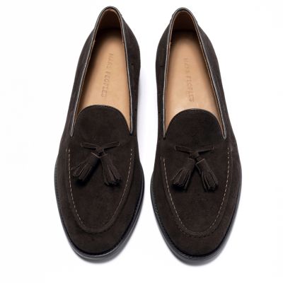 MARS PEOPLES - TASSEL LOAFERS สี DARK BROWN SUEDE