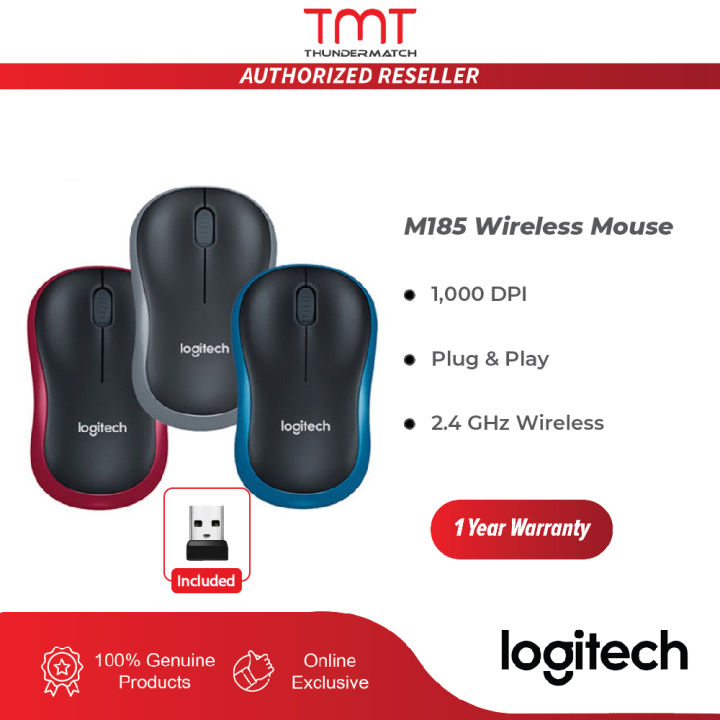 Logitech M185 Plug-and-Play Wireless Mouse Plus Comfort (Black)