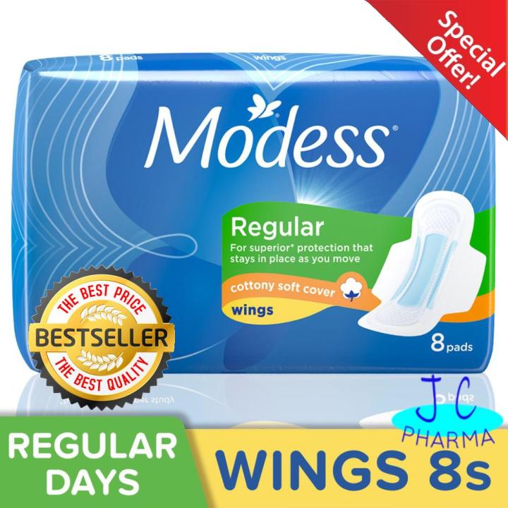 MODESS Sanitary Napkin Regular Cottony Soft Cover With Wing 8's | Lazada PH