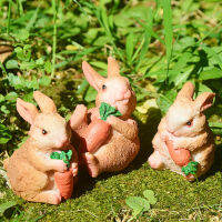 3Pcs Garden รูปแกะสลักกระต่าย,เรซิ่นน่ารัก Miniature Bunnies Figurines ฤดูใบไม้ผลิอีสเตอร์ Bunnies รูปปั้นโต๊ะเครื่องประดับรูปกระต่ายสำหรับ Garden