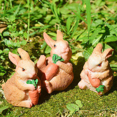 3Pcs Garden รูปแกะสลักกระต่าย,เรซิ่นน่ารัก Miniature Bunnies Figurines ฤดูใบไม้ผลิอีสเตอร์ Bunnies รูปปั้นโต๊ะเครื่องประดับรูปกระต่ายสำหรับ Garden