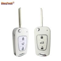 [More Suitable] OkeyTech รีโมทพลิกพับได้ปุ่มควบคุม Shell Fob สำหรับ Kia Rio 3 Picanto Sportage K2 K3 K5 Hyundai IX35 I30รถ