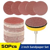 50Pcs 2 Inch Sanding Disc Sandpaper Kit with 1/8 Inch Shank Hook Loop Backing Plate Holder for Dremel Drill Grinder Rotary Tool Power Sanders