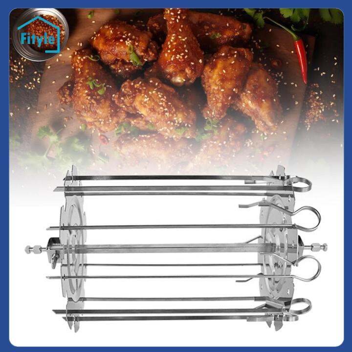 Fityle Rotisserie Skewer Cage Stainless Steel Rotating Skewer System