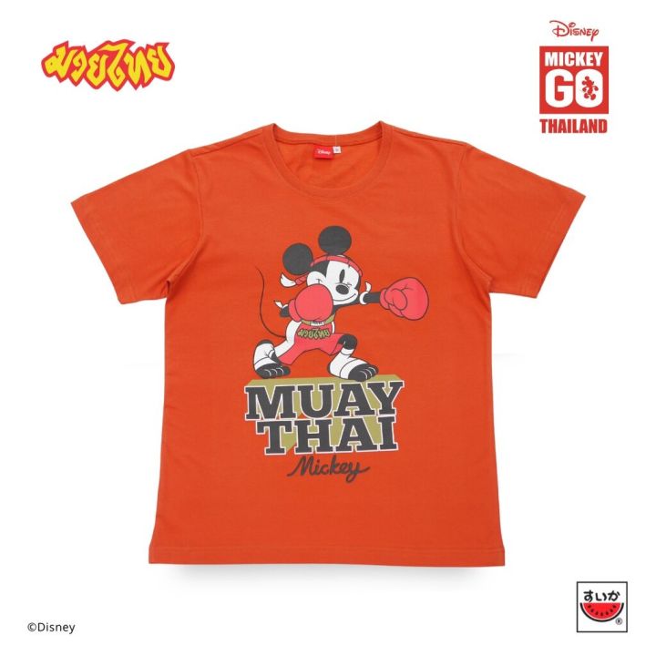 👕🎁🎀【hot】เสื้อแตงโม Suika Mickey Go Thailand Muay Thai เสื้อยืดคอกลม Mk010 100cotton