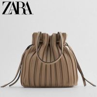 ZARAˉNew Handbag woman Fashion Bucket Bag Sling Bag Women with paper bag Pleated Drawstring Shoulder bag