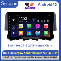 Seicane 9นิ้วAndroid 13.0วิทยุGPSระบบเสียงรถยนต์สำหรับ 2015 2016 Honda Civic ด้วยเพลงบลูทูธ4G WiFi Mirror Link OBD2 HD Multi-Touch Capacitive Plusกล้องสำรองไร้สา