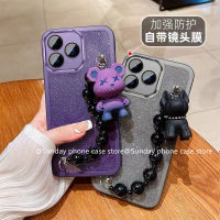 พร้อม ฟิล์มเลนส์ เคส Case Realme C53 C55 NFC C30 C31 C33 C35 4G 5G เคส ใหม่อินเทรนด์แฟชั่นซิลิโคนเงางาม เคสโทรศัพท์ บัตรพร้อมการ์ตูนน่ารักหมีบูลด็อกสายรัดข้อมือ2023