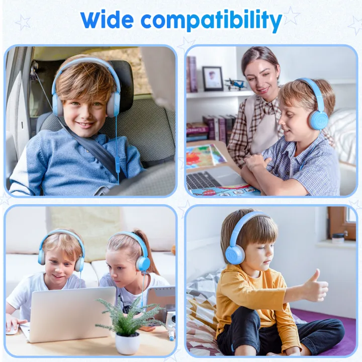 new-bee-headset-kids-headphones-with-94db-volume-limited-for-boys-girls-foldable-ajustable-headphone-for-tablet-school-plane