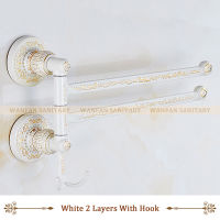 Towel Racks Brass 2-5 Layer Rail 2 Towel Hook Hanger Vintage Luxury Bathroom Accessories Folding Rotation Bath Towel Bar SL-7836