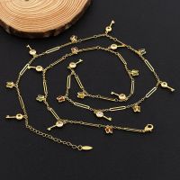 Long Chains Necklaces Luxury Gold Color British Key Butterfly Crown Ornament Chains Fashion Jewelry For Weddings Party Gifts