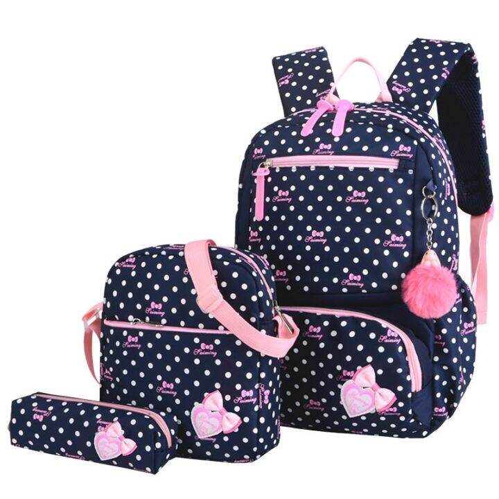 3pcs-set-dot-printing-school-bags-backpack-schoolbag-fashion-kids-lovely-backpacks-for-children-girls-school-student-mochilas