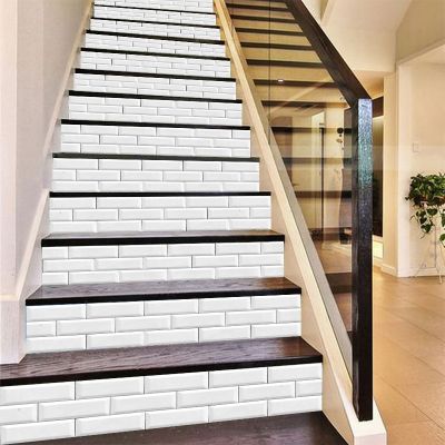 ●♈✒ White Brick Pattern Stair Wall Stickers Kitchen Bathroom Tiles Home Decor Art Mural Peel amp; Stick Waterproof DIY Vinyl Wallpaper