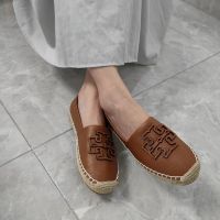 TB Fisherman Shoes Female 2023 New Slip-on Lofter Leather Pattern tory burchˉPregnant Women Flat Casual Loafers