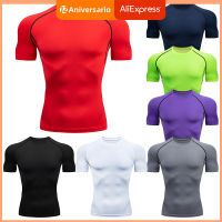 Mens Running Compression Tshirts Quick Dry Soccer Jersey Fitness Tight Sportswear Gym Sport Short Sleeve Shirt Breathable