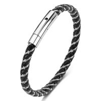 Wire Rope amp; Leather Mixed Braided Bracelet for Men Women Casual Jewelry Stainless Steel Woven Bangles Trendy Wristband Gift P608