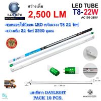 ชุดหลอดไฟ LED พร้อมราง หลอดไฟนีออนพร้อมราง LED T8 22W โคมไฟ LED หลอดไฟ LED ฟลูเซ็ท LED โคมไฟสำเร็จรูป T8 22W IWACHI (ขาสปริง) แสงสีขาว(DAYLIGHT) (แพ็ค 10 ชุด)