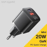 Hjghfhf ที่ชาร์จ USB GaN แบบ C 20W ใหม่ QC 3.0เครื่องชาร์จเร็วสำหรับชาร์จ iPhone 14 13 11 iPad