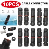 10Pcs Outdoor IP68 Waterproof Electrical Cable Wire Connector Fire-retardant nylon 3 Pole Core Joint For Outdoor Black Electrical Connectors