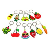 1PCS PVC Keychain Colorful &amp; Sweet Keyring Charms Accessories Plants Flower Apples Vegetables Shape Key Bag pendants Trinkets Key Chains