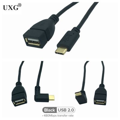 USB C Elbow 90 Degree To USB OTG Cable USB Type C Male To USB 2.0 Female Cable Adapter For MacBook Pro Samsung S9 Type-C Adapter