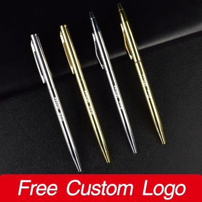 Luxury Golden Silver Pen Metal Handle Ballpoint Pens Personalized Gift Custom LOGO School Stationary Office Supplies For Writing Pens