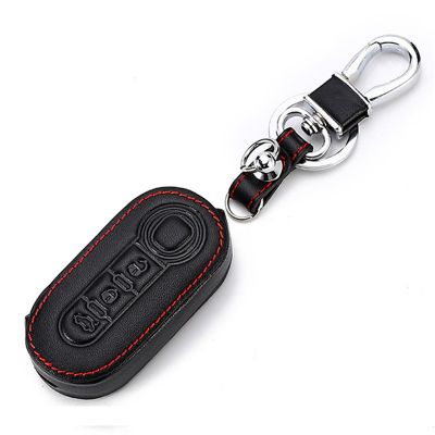 Car styling genuine leather car key chain ring cover case 3 Buttons fold For FIAT 500 Panda Punto Bravo