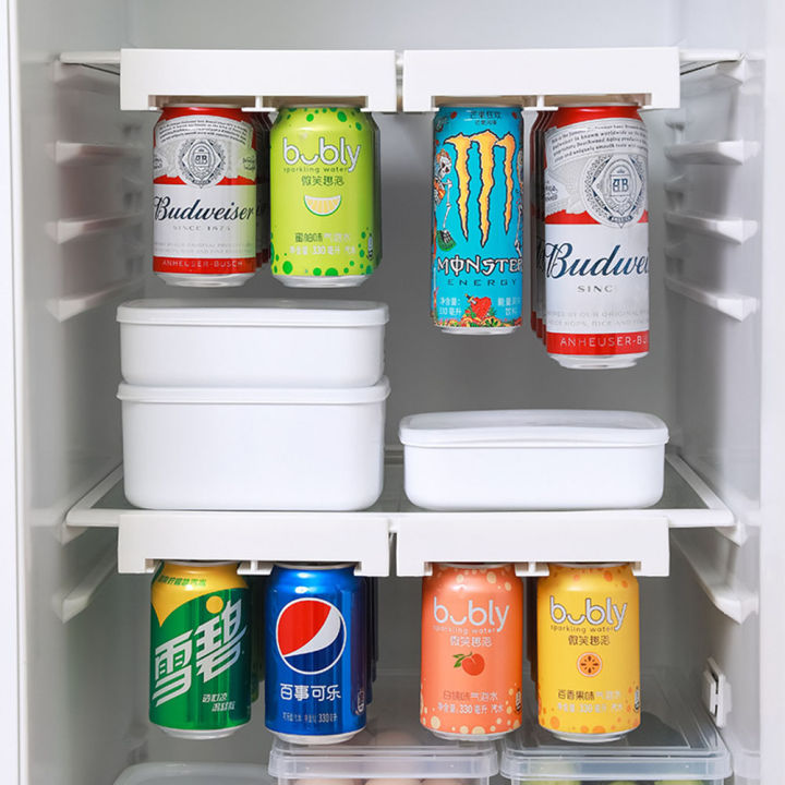 ที่วางขวดเครื่องดื่มโซดาสามารถจ่ายสำหรับตู้เย็นสไลด์ภายใต้ชั้นวางแขวนออแกไนเซอร์ครัวชั้นเก็บพลาสติก