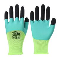 Upgrade Labour protection glove dipped tire wear non-slip wrinkles breathable jia-qiang wang work refers to protective coating latex gloves