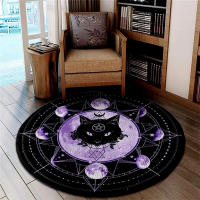 พรมปูพื้นส่วนบุคคลพรมกลม Cat แพะ Impaled Throne Area Atheist Car Bath Mat Black Mat Living Room Home Decoration