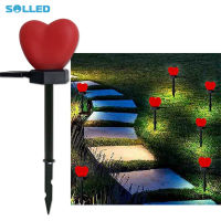 SOLLED 2Pcs Solar Garden Landscape Light Waterproof Led Heart-Shaped Romantic Outdoor Lamp For Valentines Day Decoration