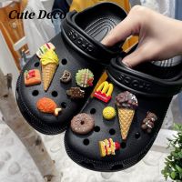 【 Cute Deco】Cute Ice Cream (1 Type) Cone / Fried Chicken Leg / Doughnut Charm Button Deco/ Cute Jibbitz Croc Shoes Diy / Charm Resin Material For DIY